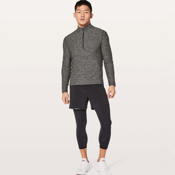 Lululemon Surge Warm 1/2 Zip In Heathered Black - Picture 2 of 11